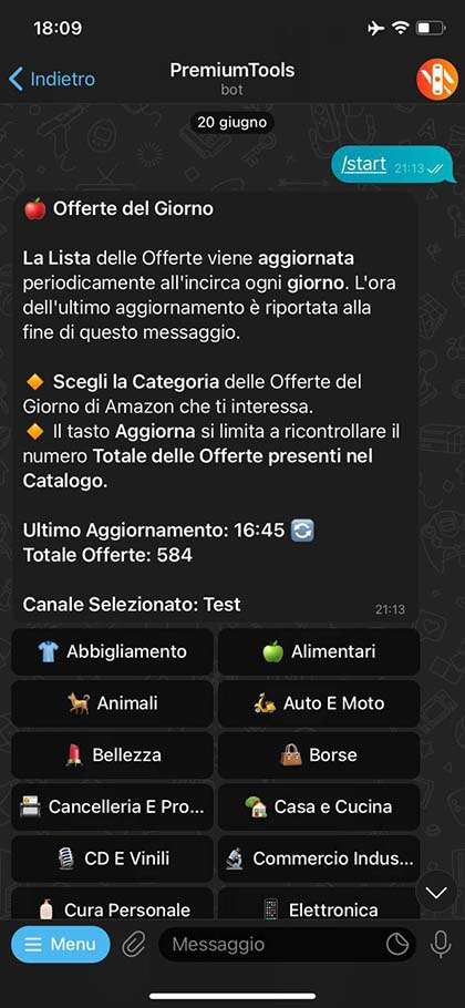 Esempio di sotto-sezione del catalogo offerte