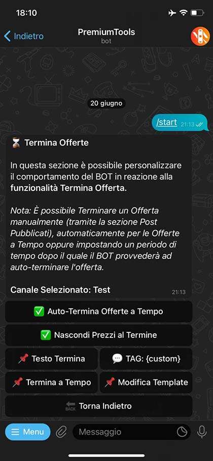 Funzionalità che permette di aggiungere la dicitura offerta terminata ai post