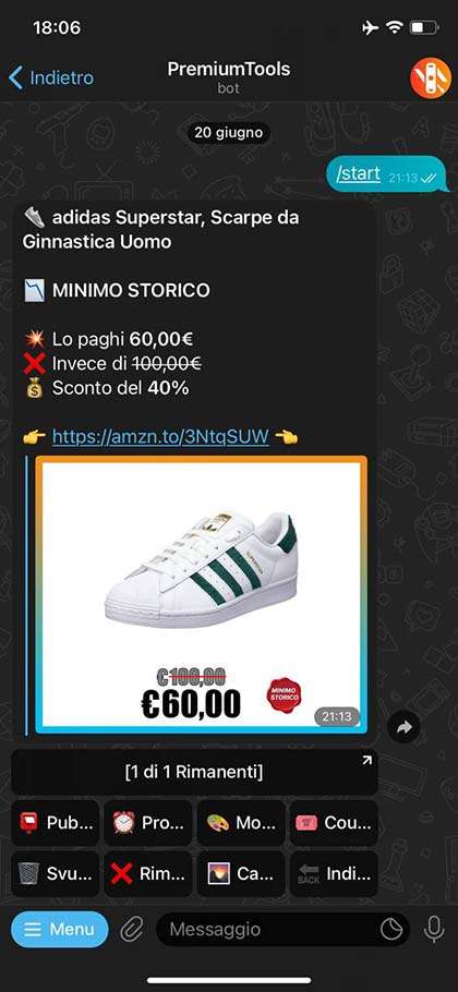 Post offerta Amazon creato con il BOT