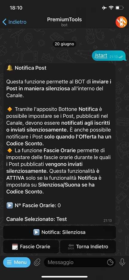 Possibilità di inviare i post in maniera sileziosa