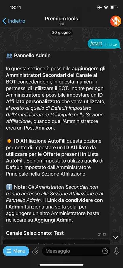 Gestisci il BOT insieme agli amministratori del canale Telegram