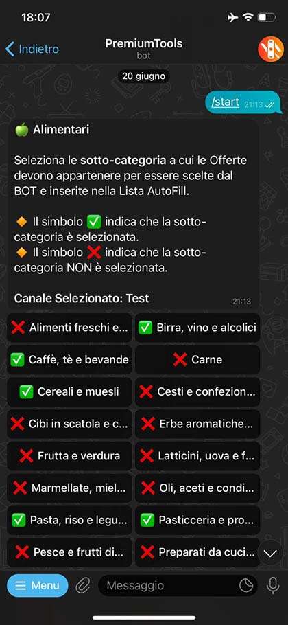 Esempio elenco sotto-categorie offerte Amazon